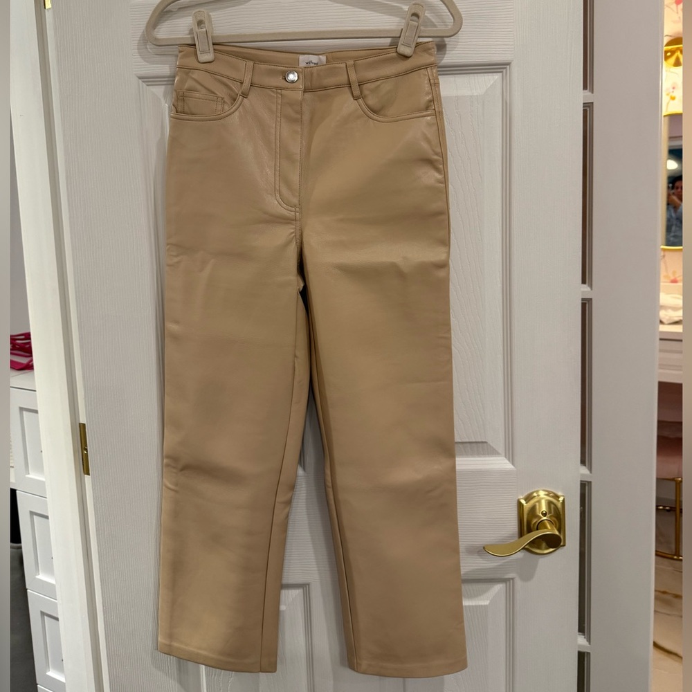 Aritzia Wilfred Tan Straight Leg Melina Pant
